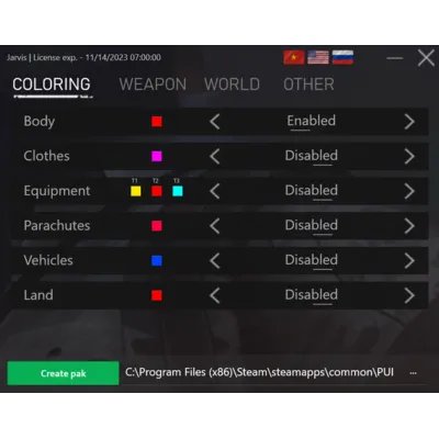 Рабочий чит Jarvis Pak для игры PUBG | ПАБГ Steam - irongamers.ru