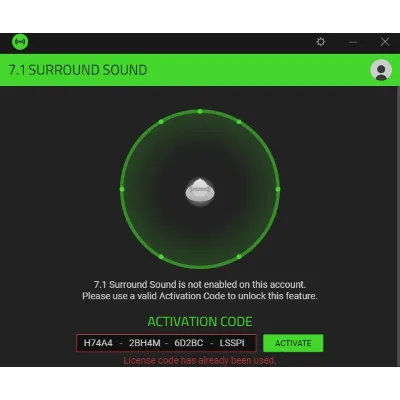 Ключ активации Razer 7.1 Surround sound - irongamers.ru