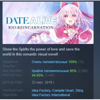 DATE A LIVE: Rio Reincarnation STEAM KEY РФ+СНГ СТИМ КЛЮЧ ЛИЦЕНЗИЯ - irongamers.ru