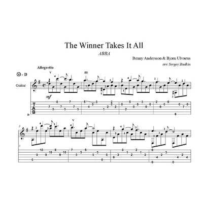 The Winner Takes It All (ABBA) ноты для гитары - irongamers.ru