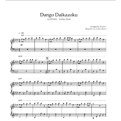 Ноты Animenz - Dango Daikazoku - Clannad ED - Piano - irongamers.ru