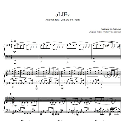 Ноты Animenz - aLIEz – Aldnoah.Zero ED2 Hiroyuki Sawano - irongamers.ru