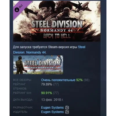 Steel Division: Normandy 44 - Back to Hell DLC STEAM РФ - irongamers.ru