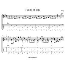 Sting - Fields Of Gold. ТАБУЛАТУРА для одной гитары
