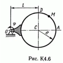 Решение задачи К4 В60 (рисунок К4.6 условие 0) Тарг 89