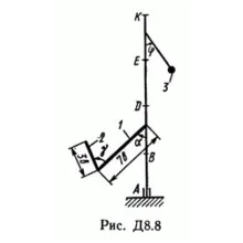 Решение задачи Д8 В89 (рис 8 усл 9) теормех Тарг 1989 г
