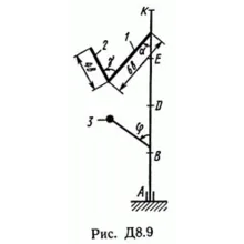 Решение задачи Д8 В98 (рис 9 усл 8) теормех Тарг 1989 г