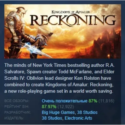 Kingdoms of Amalur: Reckoning STEAM GIFT РОССИЯ+СНГ - irongamers.ru