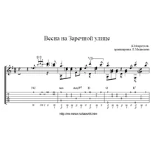 Песня из к/ф Весна на заречной улице - ноты, табулатура