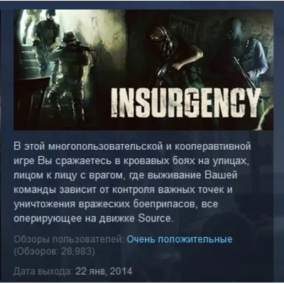 Insurgency STEAM GIFT РОССИЯ+СНГ СТИМ ЛИЦЕНЗИЯ - irongamers.ru
