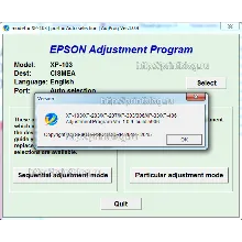 Adjustment program Epson Home XP-100, XP-102, XP-103