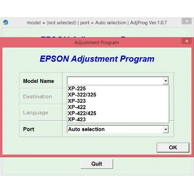 Adjustment program Epson XP-225, XP-322, XP-323,XP-423 - irongamers.ru