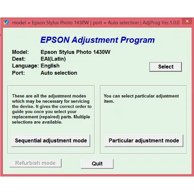 Adjustment program Epson Artisan 1430, 1430W - irongamers.ru