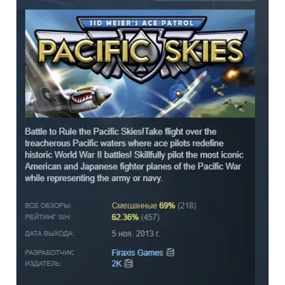 Sid Meier’s Ace Patrol: Pacific Skies STEAM KEY REGION GLOBAL+РОССИЯ - irongamers.ru