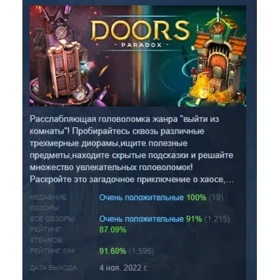 Doors: Paradox STEAM KEY GLOBAL+РФ+СНГ СТИМ ЛИЦЕНЗИЯ - irongamers.ru