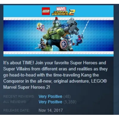 LEGO Marvel Super Heroes 2 STEAM KEY REGION GLOBAL+РОССИЯ ЛИЦЕНЗИЯ - irongamers.ru
