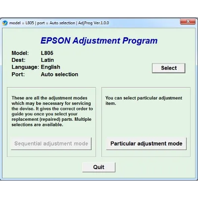 Аджасмент EPSON L805 - irongamers.ru