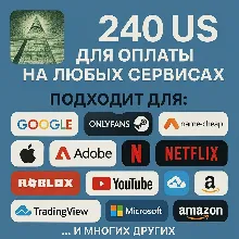 US КАРТА 240$ для Google/Apple/PayPal и др USD