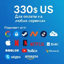US КАРТА 330$ для Google/Apple/PayPal и др USD