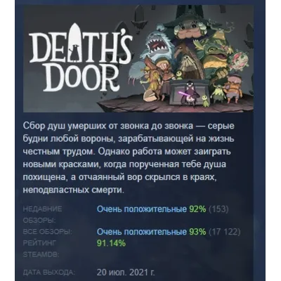 Death's Door STEAM KEY GLOBAL+РОССИЯ СТИМ КЛЮЧ РОССИЯ - irongamers.ru
