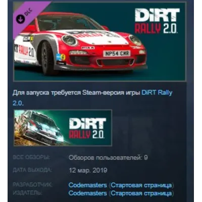 DiRT Rally 2.0 - Porsche 911 RGT Rally Spec STEAM KEY - irongamers.ru