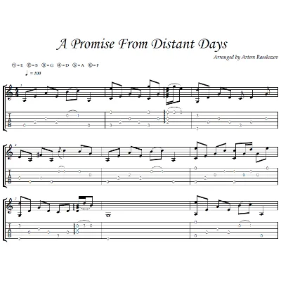 A Promise from Distant Days - фингерстайл гитара + табы - irongamers.ru
