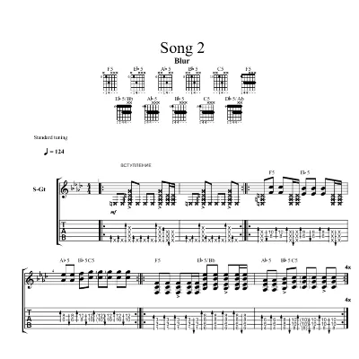 Табы к песне Blur - Song 2 (acoustic) - irongamers.ru