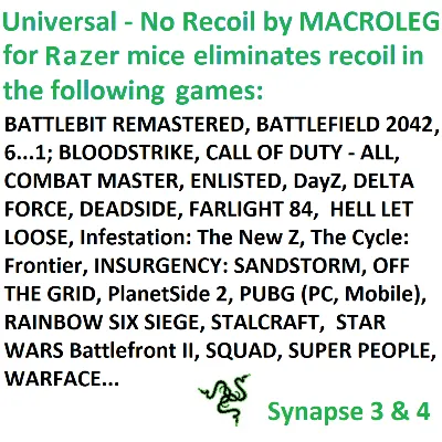 Universal - No recoil. Пак макросов для Synapse 3 и 4 - irongamers.ru