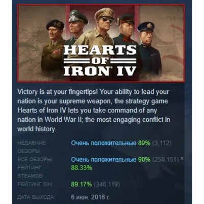 Hearts of Iron IV АВТОДОСТАВКА STEAM GLOBAL МГНОВЕННО ЛИЦЕНЗИЯ - irongamers.ru