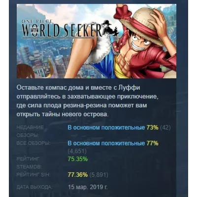 ONE PIECE WORLD SEEKER АВТОДОСТАВКА STEAM GLOBAL МГНОВЕННО ЛИЦЕНЗИЯ - irongamers.ru