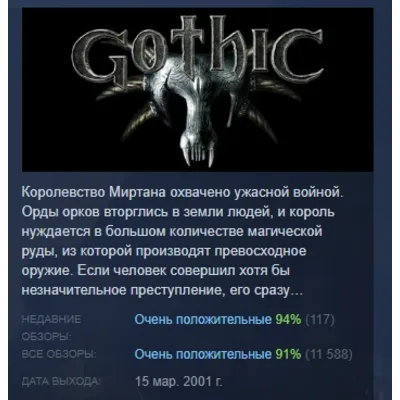 Gothic 1 АВТОДОСТАВКА STEAM GLOBAL МГНОВЕННО ЛИЦЕНЗИЯ