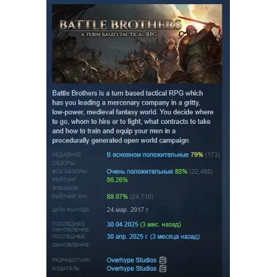 Battle Brothers АВТОДОСТАВКА STEAM GLOBAL МГНОВЕННО ЛИЦЕНЗИЯ - irongamers.ru