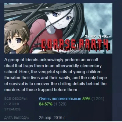 Corpse Party АВТОДОСТАВКА STEAM GLOBAL МГНОВЕННО ЛИЦЕНЗИЯ - irongamers.ru