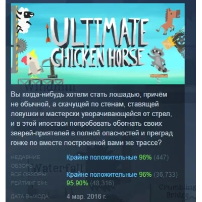 Ultimate Chicken Horse АВТОДОСТАВКА STEAM GLOBAL МГНОВЕННО ЛИЦЕНЗИЯ - irongamers.ru