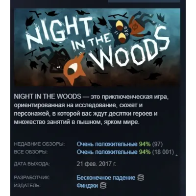 Night in the Woods АВТОДОСТАВКА STEAM GLOBAL МГНОВЕННО ЛИЦЕНЗИЯ