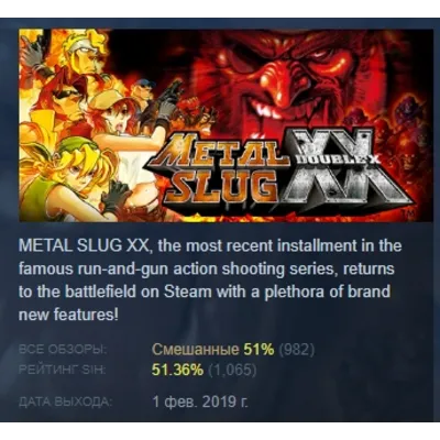 METAL SLUG XX АВТОДОСТАВКА STEAM GLOBAL МГНОВЕННО ЛИЦЕНЗИЯ - irongamers.ru