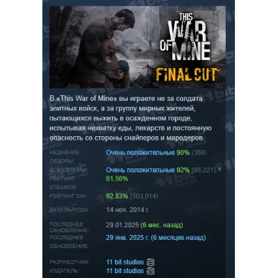 This War of Mine: The Little Ones Steam Ключ РФ+Мир - irongamers.ru
