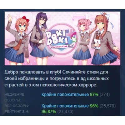 Doki Doki Literature Club Plus! АВТОДОСТАВКА STEAM GLOBAL МГНОВЕННО ЛИЦЕНЗИЯ - irongamers.ru