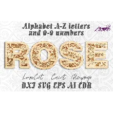 Алфавит Lucky буквы a-z, цифры 0-9 для лазерной резки