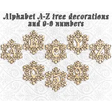 Алфавит снежинки буквы a-z, цифры 0-9 для лазерн. резки