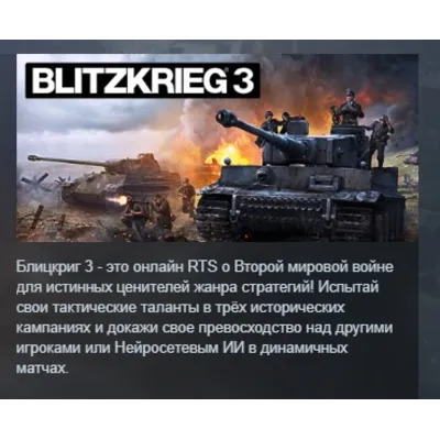 Blitzkrieg 3 Standard Edition АВТОДОСТАВКА STEAM GLOBAL МГНОВЕННО ЛИЦЕНЗИЯ - irongamers.ru