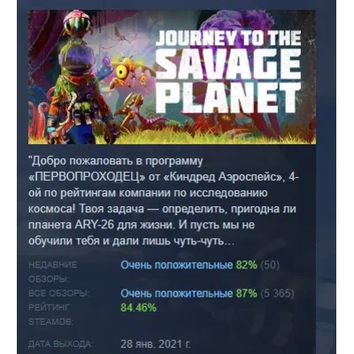 Journey to the Savage Planet АВТОДОСТАВКА STEAM GLOBAL МГНОВЕННО ЛИЦЕНЗИЯ - irongamers.ru