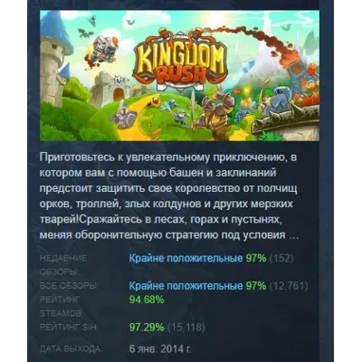 Kingdom Rush - Tower Defense АВТОДОСТАВКА STEAM GLOBAL МГНОВЕННО ЛИЦЕНЗИЯ - irongamers.ru