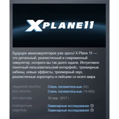 X-Plane 11 АВТОДОСТАВКА STEAM GLOBAL МГНОВЕННО ЛИЦЕНЗИЯ - irongamers.ru