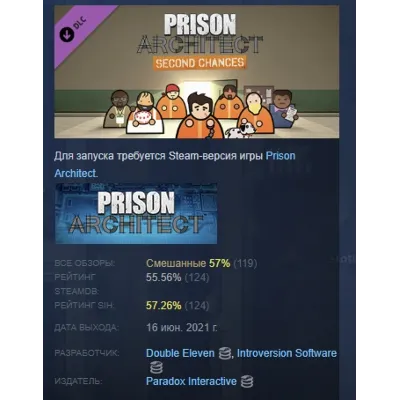 Prison Architect - Second Chances DLC АВТОДОСТАВКА STEAM РОССИЯ - irongamers.ru