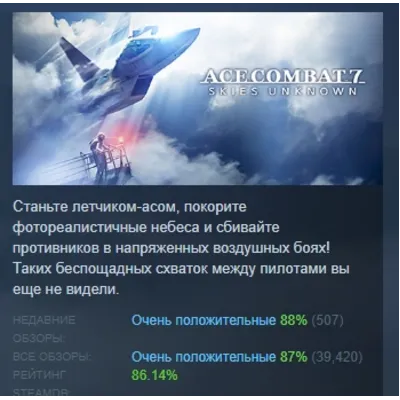 ACE COMBAT 7 SKIES UNKNOWN TOP GUN: Maverick Ultimate АВТОДОСТАВКА STEAM GLOBAL МГНОВ - irongamers.ru