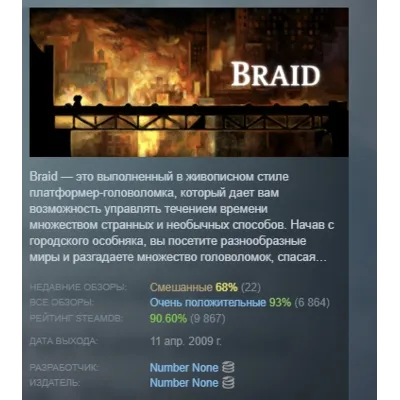 Braid АВТОДОСТАВКА STEAM GLOBAL МГНОВЕННО ЛИЦЕНЗИЯ - irongamers.ru
