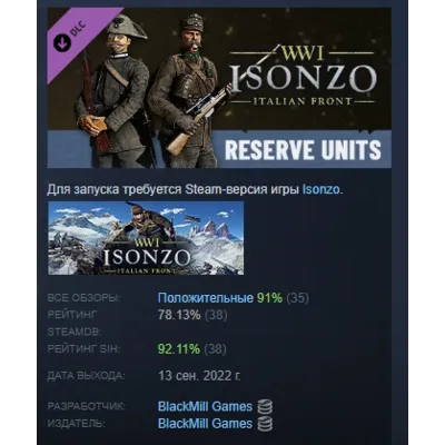 Isonzo - Reserve Units Pack Резервисты АВТОДОСТАВКА STEAM РОССИЯ - irongamers.ru