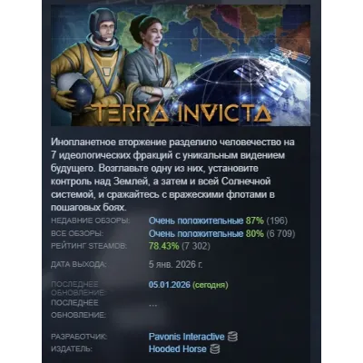 Terra Invicta АВТОДОСТАВКА STEAM GLOBAL МГНОВЕННО ЛИЦЕНЗИЯ - irongamers.ru