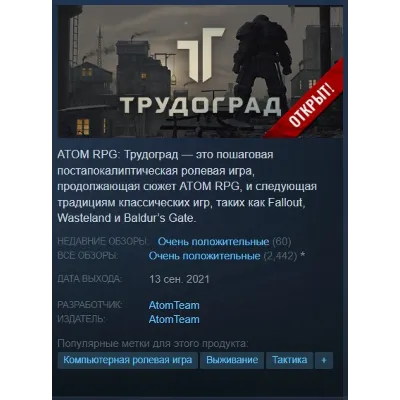 🔥ATOM RPG Trudograd {Steam Key/Global/ROW} + Gift🎁 - irongamers.ru